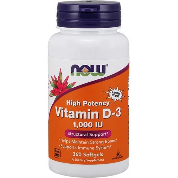 Витамины NOW Vitamin D-3 1000 IU 360 капсул