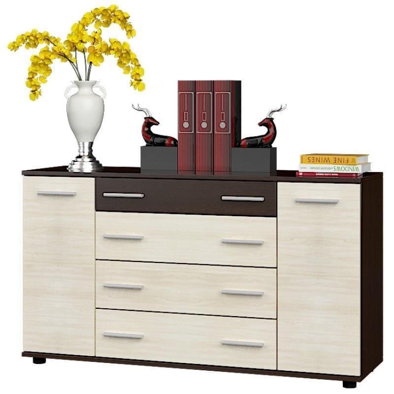 Комод Эверест К-4 1300х380х730 мм Венге/Дуб молочный (ЕВ20265)