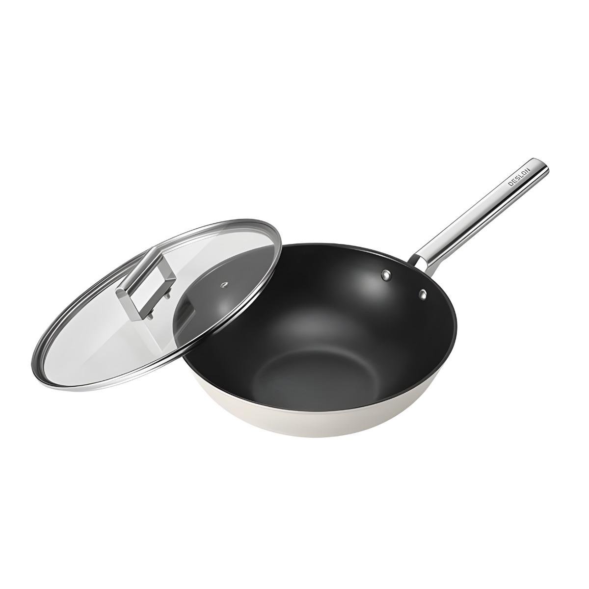 Набір посуду для приготування 5в1 Вок сковорода 30 см з кришкою/каструля 24 см з кришкою/сковорода 24 см (1084) - фото 3 Набір посуду для приготування 5в1 Вок сковорода 30 см з кришкою/каструля 24 см з кришкою/сковорода 24 см (1084) - фото 3