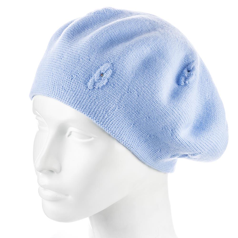 Берет Zolly ZH250 шерстяной мелкой вязки Голубой