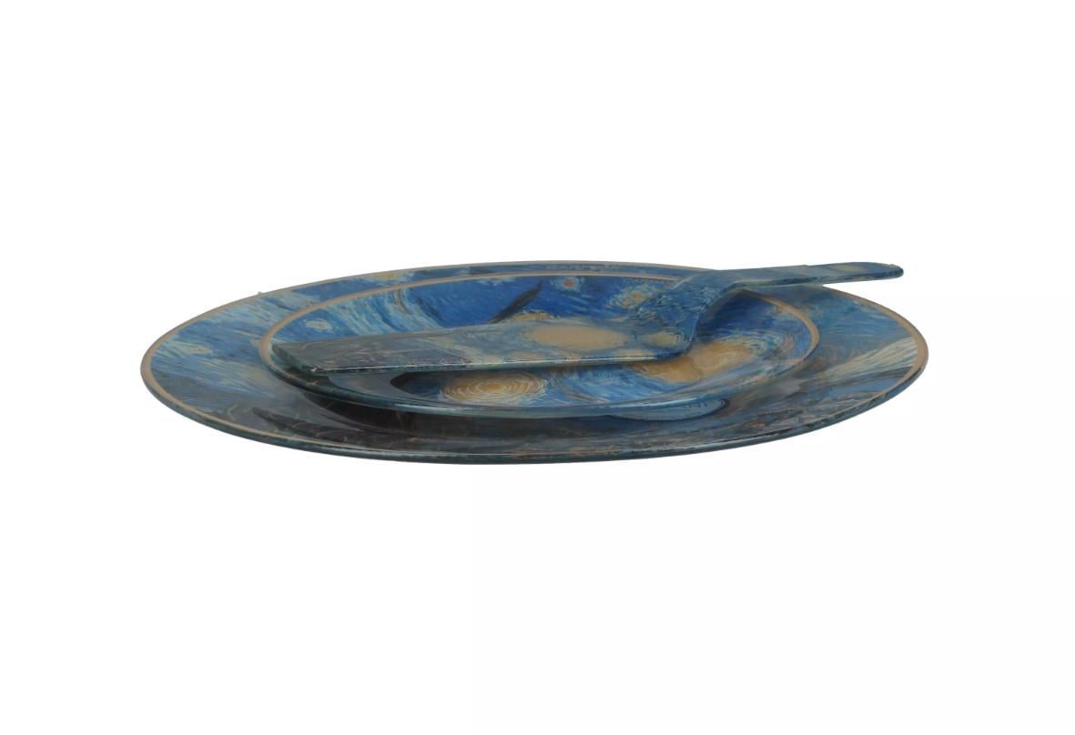 Набір десертний Carmani Ван Гог Зоряна ніч блюдо 1 шт./десертні тарілки 6 шт./лопатка 1 шт. (198-7551) - фото 2 Набір десертний Carmani Ван Гог Зоряна ніч блюдо 1 шт./десертні тарілки 6 шт./лопатка 1 шт. (198-7551) - фото 2