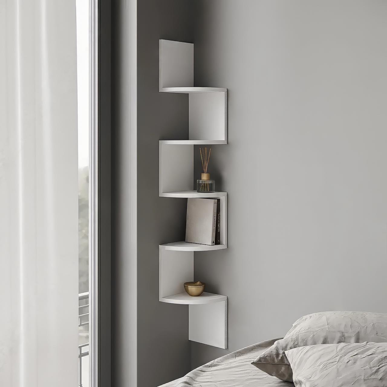 Полка угловая навесная Lilly 200x200x1280 мм Белый