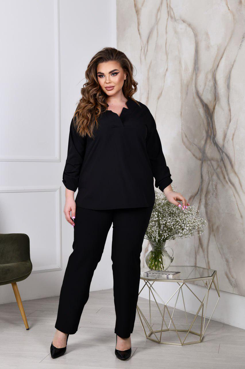 Костюм двойка блуза/штаны р. 60-62 Черный (3626)
