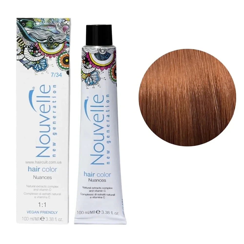 Краска для волос Nouvelle Hair Color 7/34 Золотистый медно-русый 100 мл