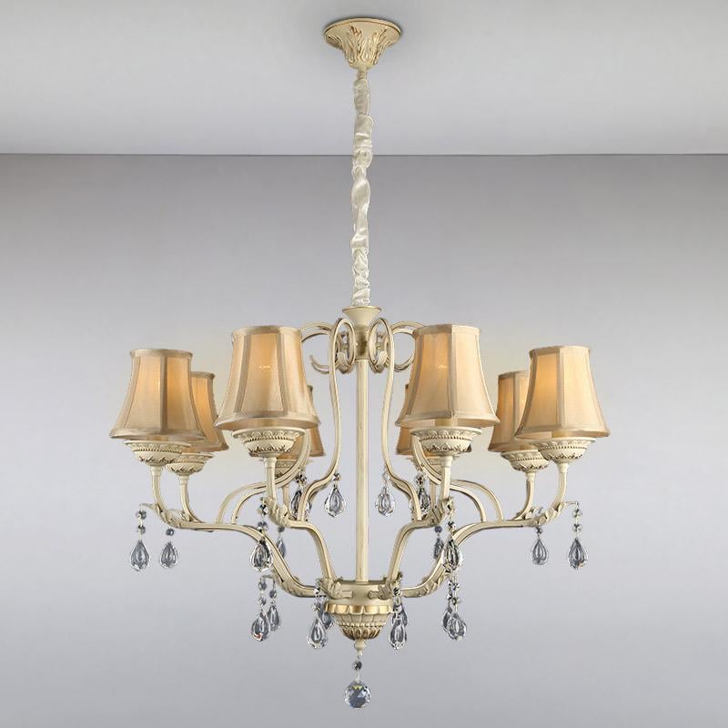 Люстра подвесная с абажуром Light House LS-15718-8 CRM+GLD на восемь ламп Бежевый / Золото