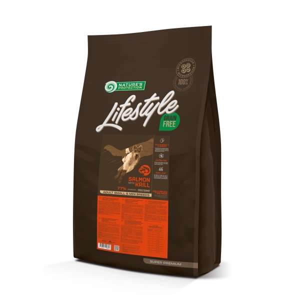 Сухий корм беззерновий Lifestyle Grain Free Salmon with krill Small and з лососем та крилем для дорослих собак малих порід (NPLS45681)