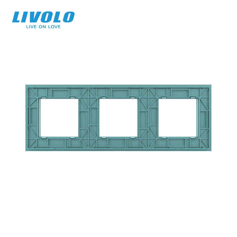 Рамка розетки Livolo 3 місця скляна Зелений (C7-SR/SR/SR-18) - фото 4