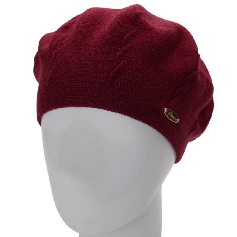 Берет женский Novita ВИКИ двойной с узором one size Бордовый (285932) - фото 1 Берет женский Novita ВИКИ двойной с узором one size Бордовый (285932) - фото 1