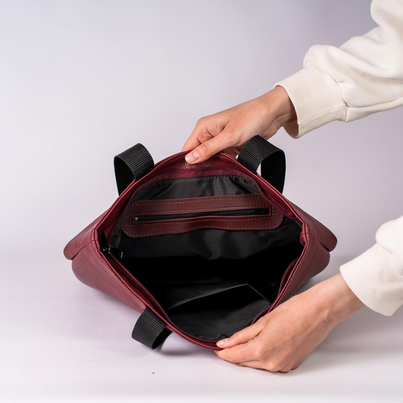 Сумка женская шопер XENIA № 35-24 из эко-кожи Бордовый - фото 3 Сумка женская шопер XENIA № 35-24 из эко-кожи Бордовый - фото 3