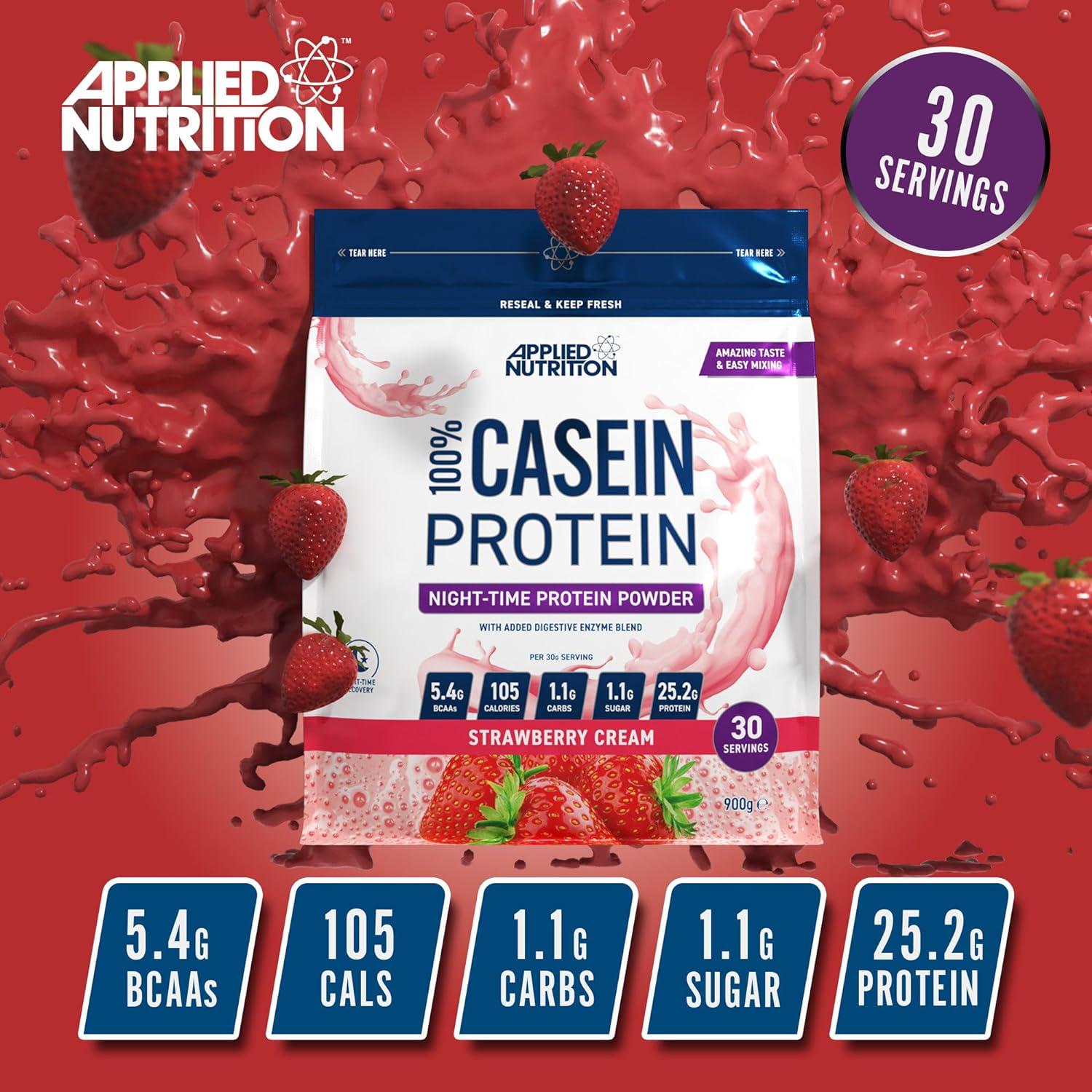 Казеин мицеллярный Applied Nutrition​​​​​​​ Micellar Casein Strawberry cream 900 г - фото 2