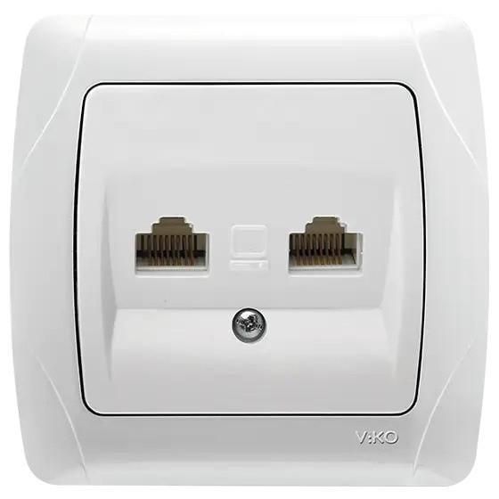 Розетка компьютерная двойная Viko Carmen RJ45 Белый (20965-е)