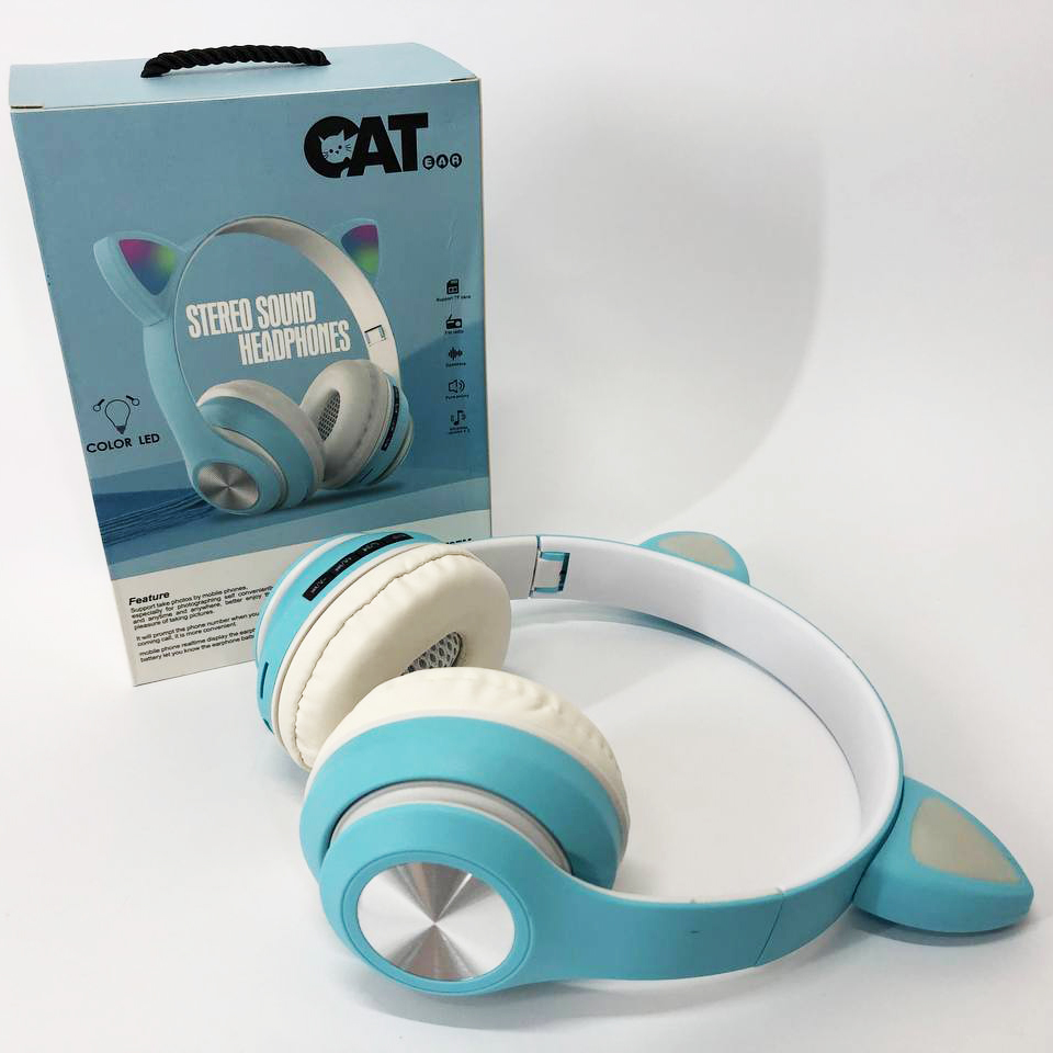 Наушники накладные беспроводные ST37M с кошачьими ушками Синий - фото 4 Наушники накладные беспроводные ST37M с кошачьими ушками Синий - фото 4