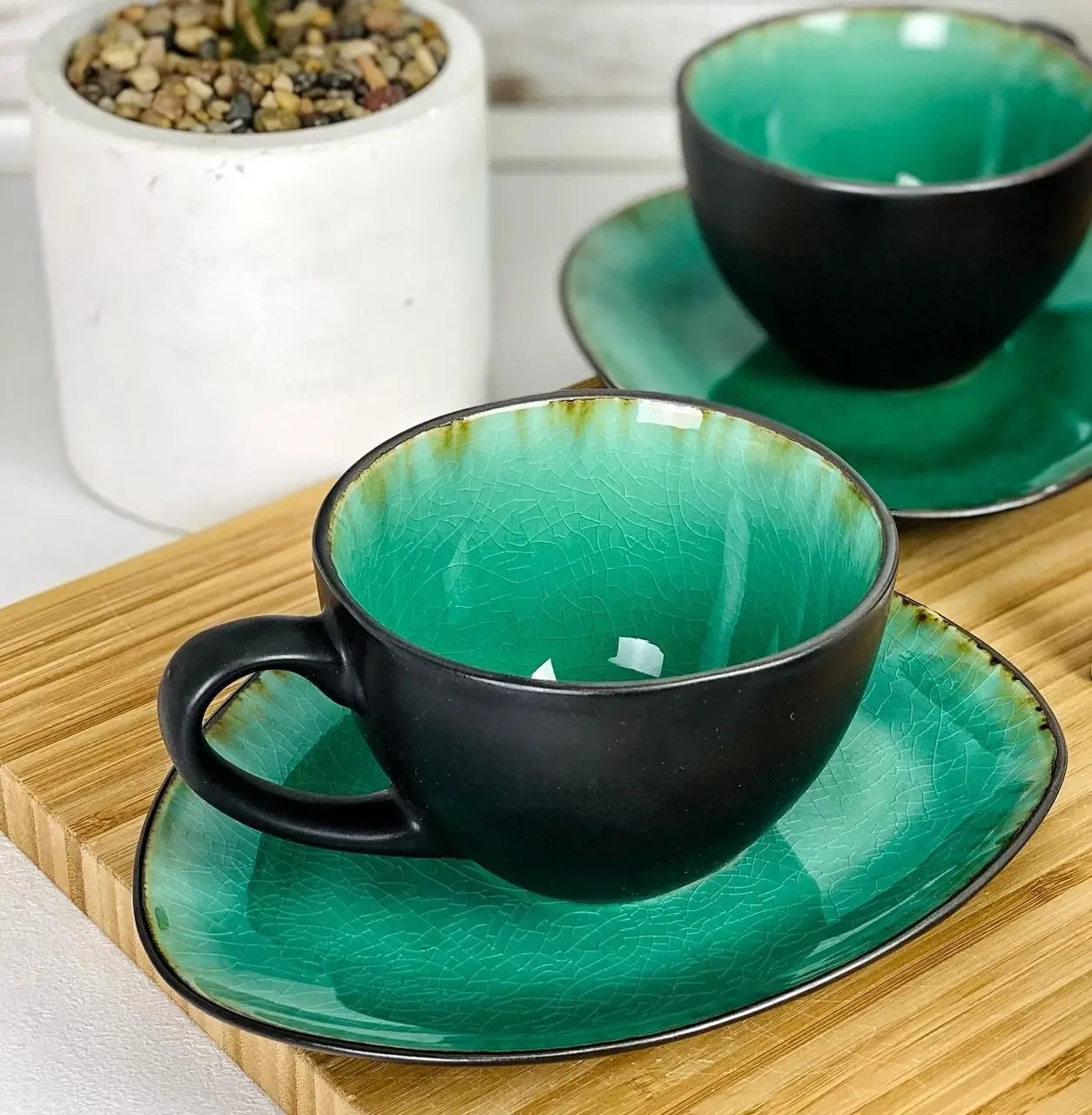 Чашка с блюдцем Olens Зеленая лагуна 120 мл (JM2221)