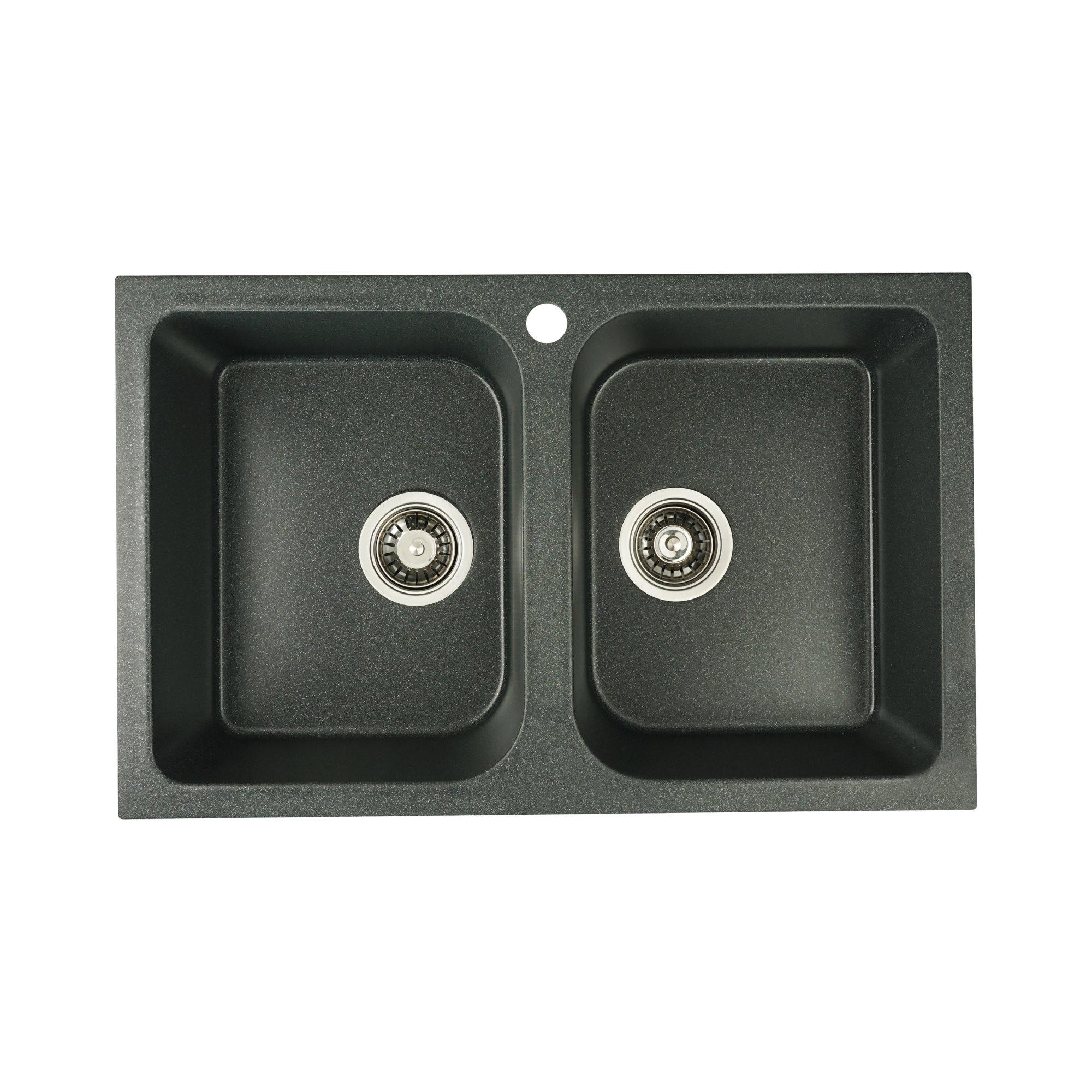 Мийка для кухні гранітна Platinum 7648W TWIN глянець Антрацитовий (000027517) Мийка для кухні гранітна Platinum 7648W TWIN глянець Антрацитовий (000027517)