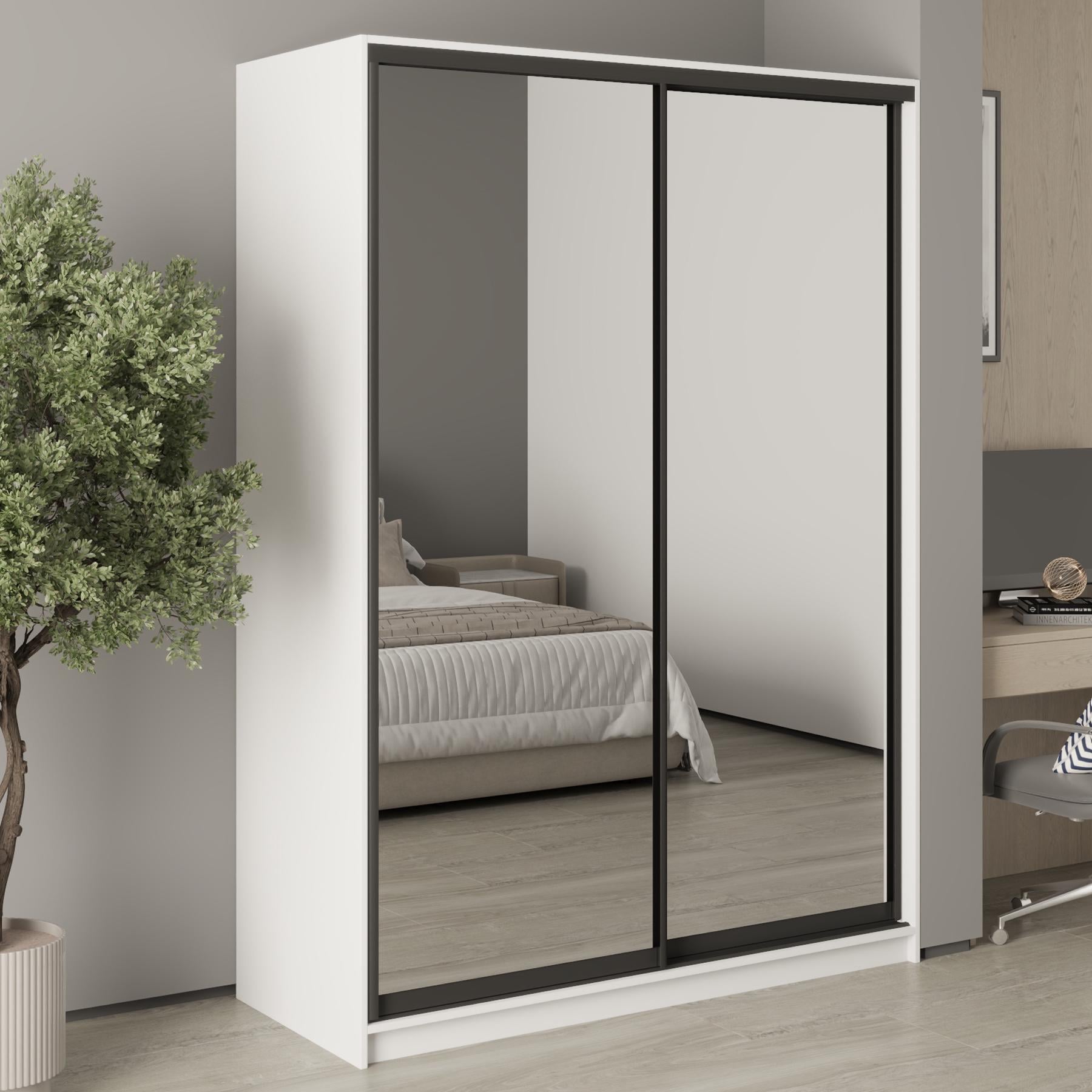 Шкаф-купе двухдверный MebelStar Стандарт BG 2 зеркала 150x60x210 см Аляска белая (MBS-11250) Шкаф-купе двухдверный MebelStar Стандарт BG 2 зеркала 150x60x210 см Аляска белая (MBS-11250)
