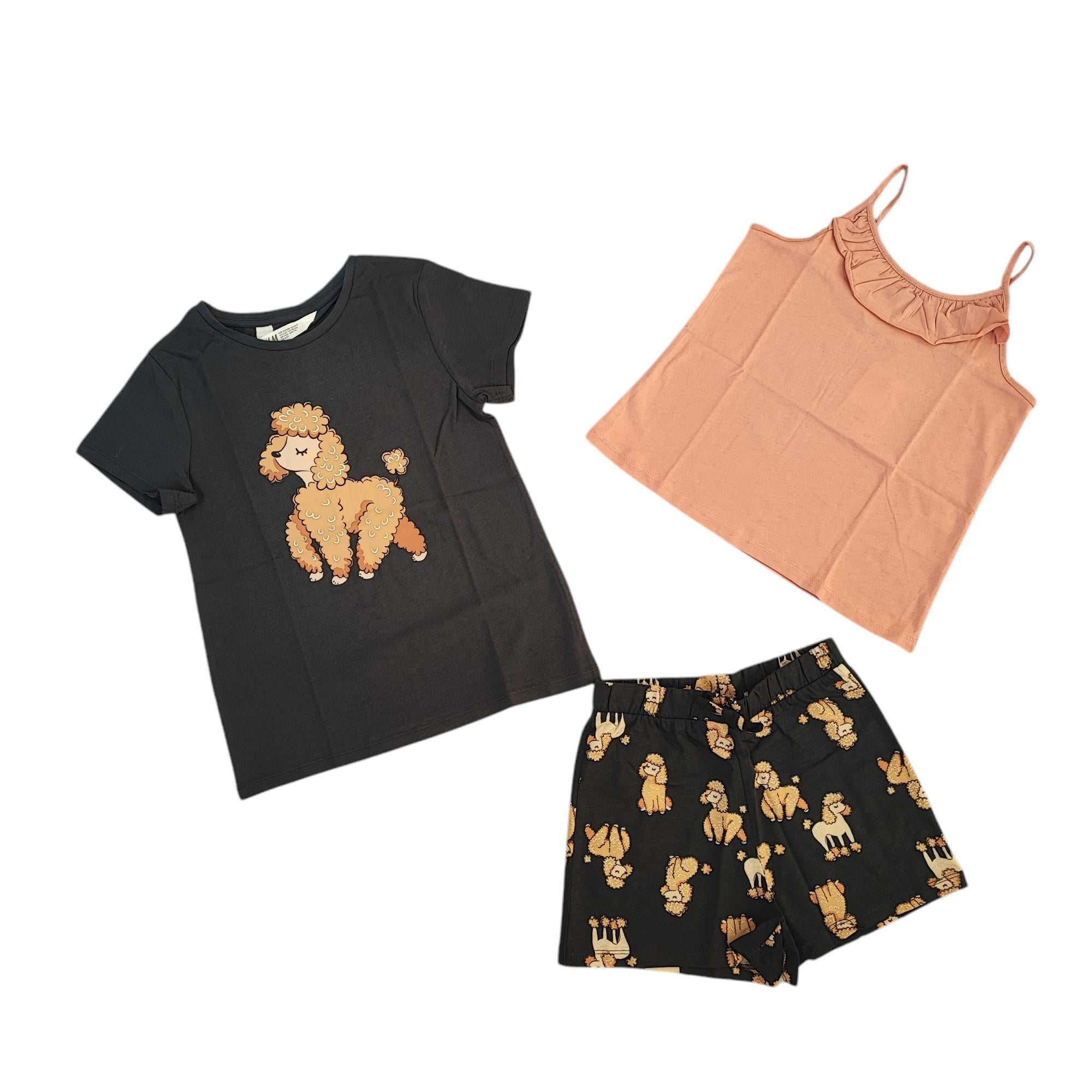 Комплект дитячий літній футболка/шорти і топ для дівчинки H&M 122-128 см Різнокольоровий (250122061A)