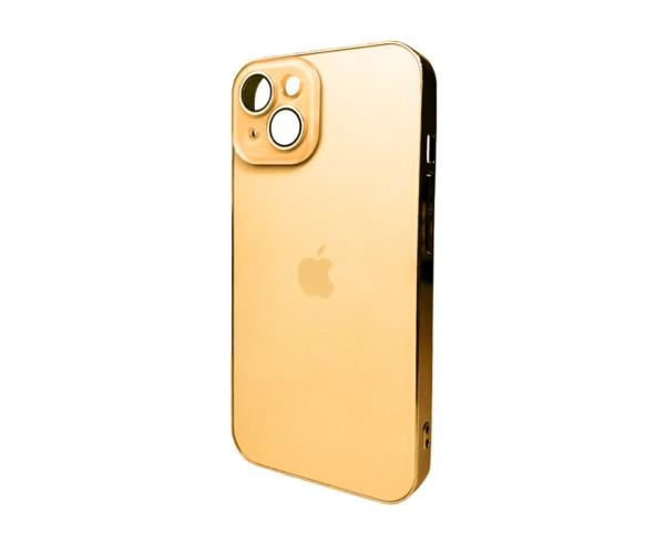 Чехол - накладка AG Glass Sapphire Frame MagSafe для iPhone 13 Gold