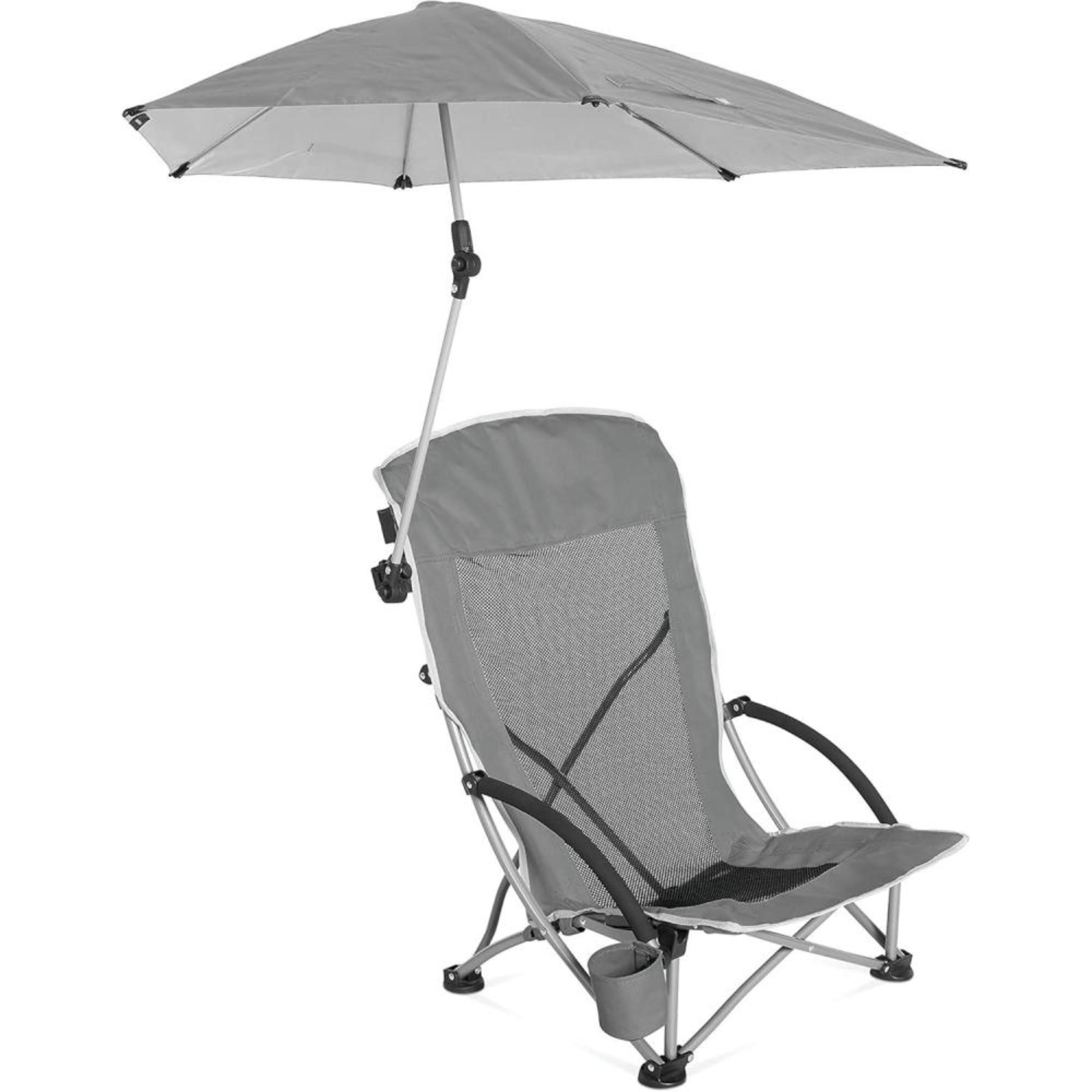 Кресло раскладное пляжное Sport-Brella Beach Chair с регулируемым зонтиком UPF 50+ Серый (10253)