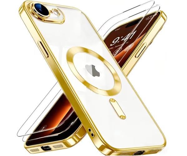 Чехол силиконовый Fashion Shining для iPhone 16e с поддержкой беспроводной зарядки Золотой Чехол силиконовый Fashion Shining для iPhone 16e с поддержкой беспроводной зарядки Золотой