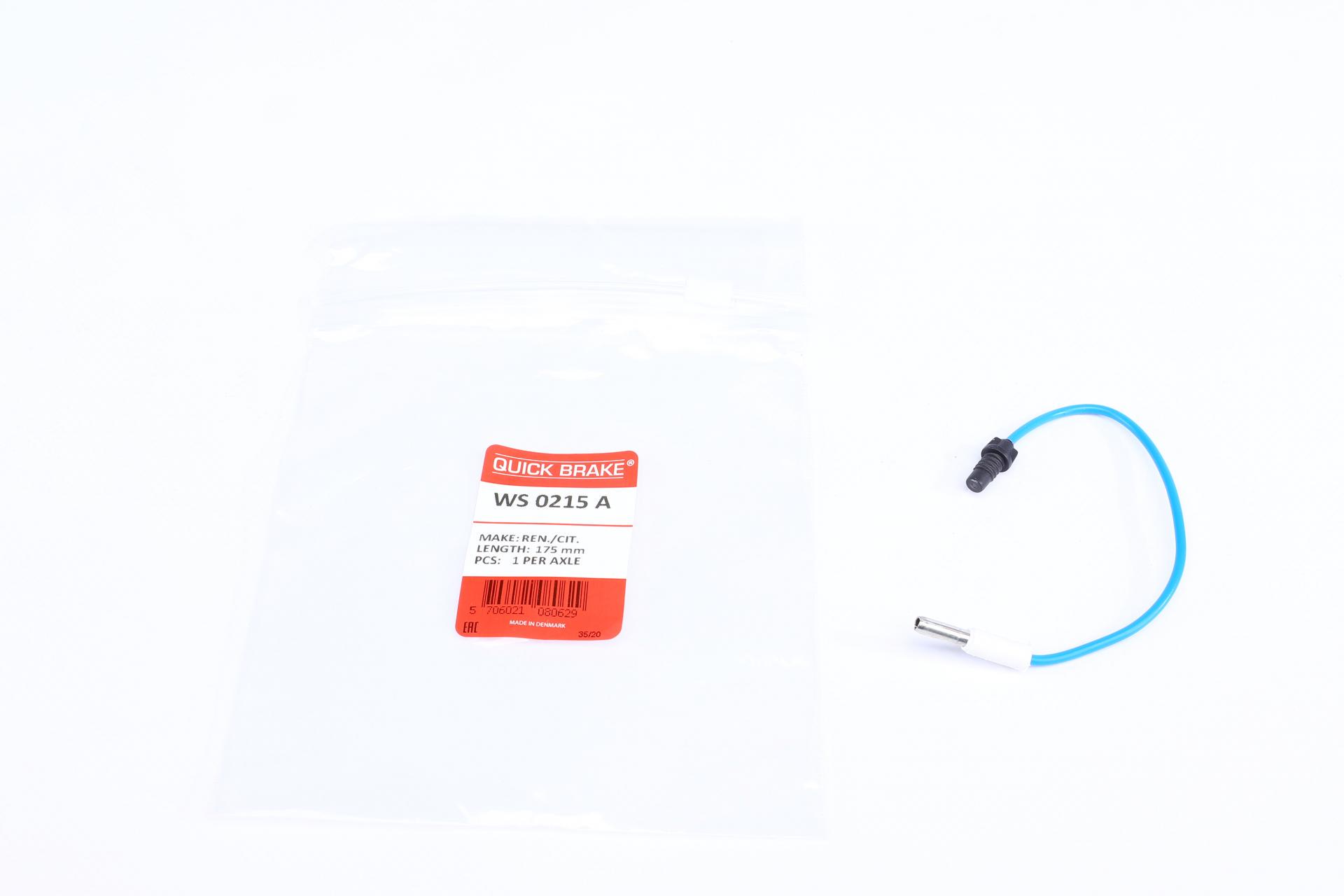 Датчик износа тормозных колодок передних Renault Kangoo 97- L 175 мм (WS 0215 A)