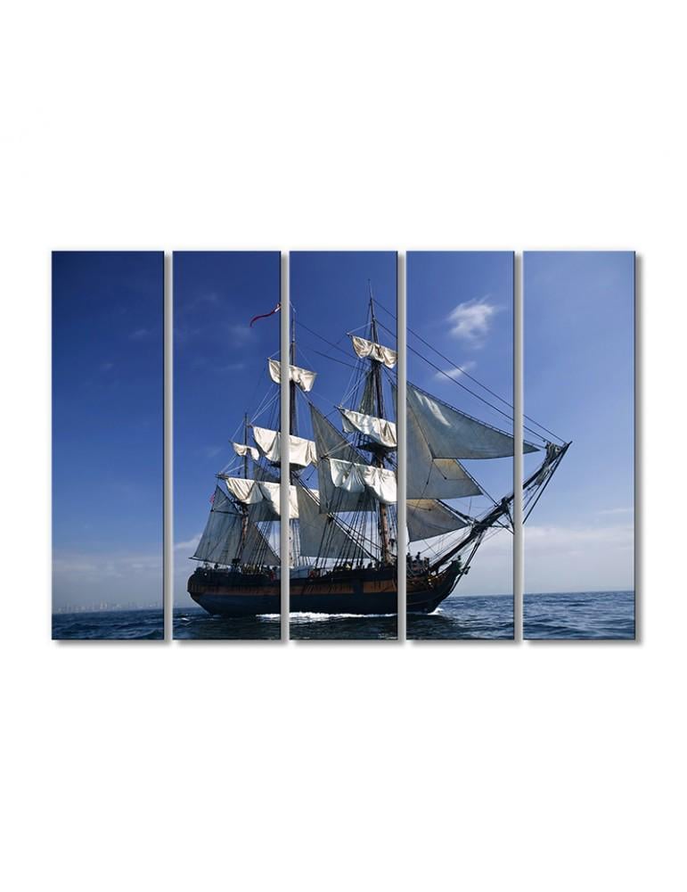 Картина модульная Парусник Галеон 5 модулей 70x105 см