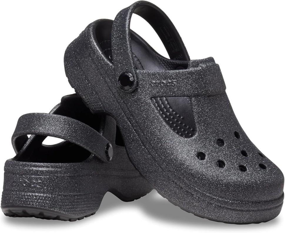 Сандалі для дівчинки Crocs Classic Mary Jane Black Glitter kids р. 34/35 Чорний (22163)