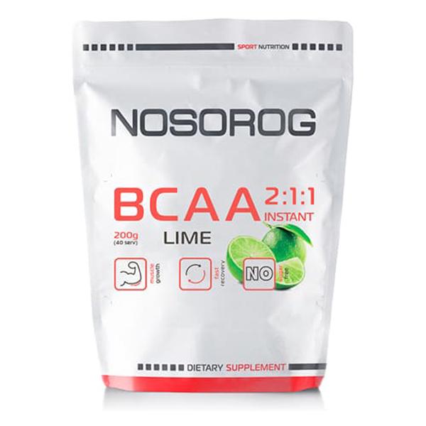 Амінокислота BCAA для спорту Nosorog Nutrition BCAA 2:1:1 200 g /36 servings/ Lime