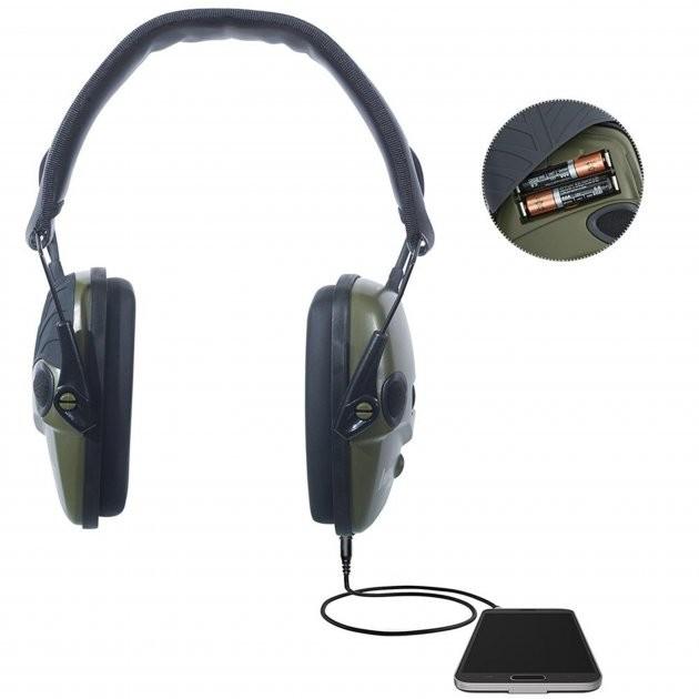 Наушники активные защитные Howard Leight Impact Sport R-01526 защита 22 Дб Olive - фото 4