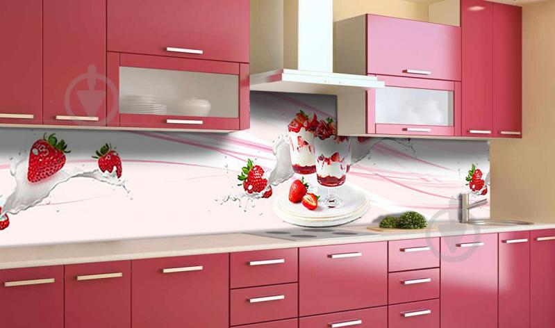 Наклейка виниловая кухонный фартук Zatarga "Клубничный десерт" 600х2500 мм