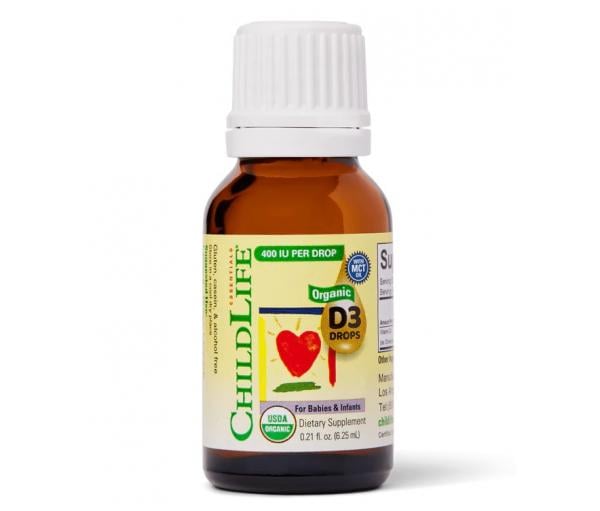 Вітамін D3 для дітей та немовлят органічний Organic Vitamin D3 Drops ChildLife у краплях 6,25 мл