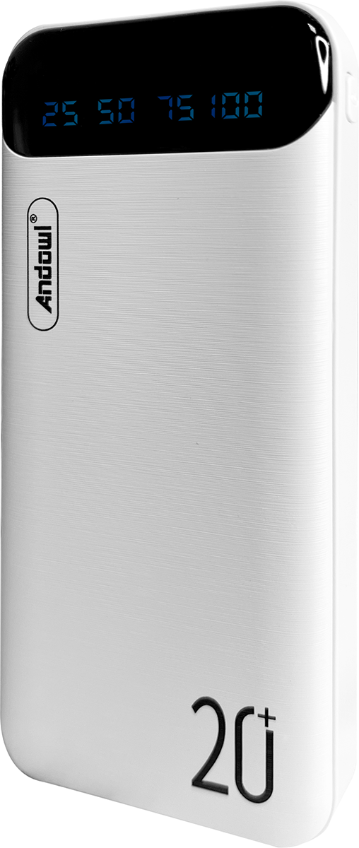 Повербанк Andowl Q-CD223Х1 20000 mAh с быстрой зарядкой дисплеем портами Micro USB/Type C Белый (ce8c5b54)