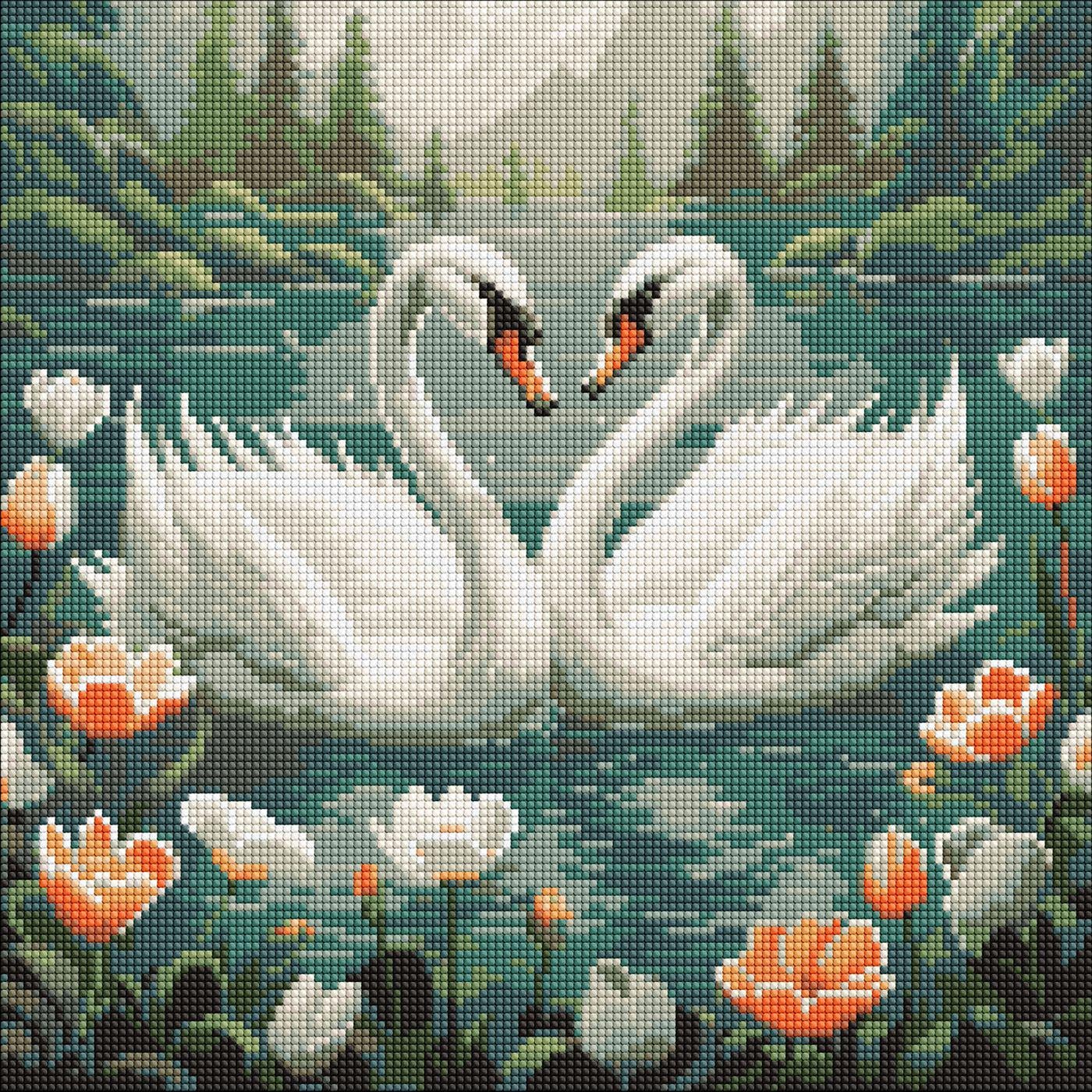 Набір з алмазною мозаїкою на підрамнику Лебедина вірність AMO7964 40x40 см