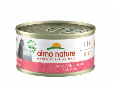 Консервированный корм Almo Nature с лососем для взрослых кошек кусочки в желе 70 гр.