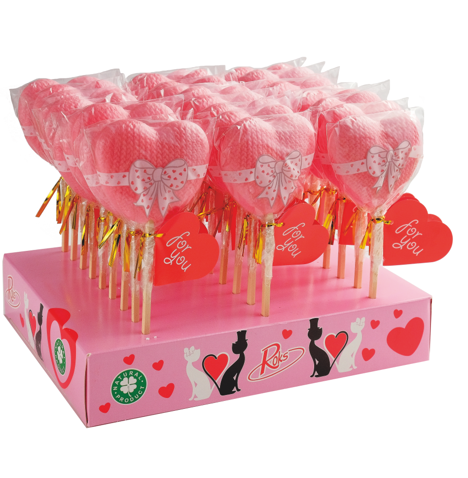 Леденцы Roks Сердце вязаное Малый бантик 50 г 27 шт. 1,350 кг (21Н)