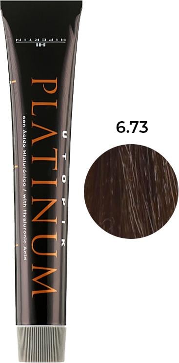 Крем-краска для волос Hipertin Platinum Utopik №6.73 Темный блонд песочно-золотистый с гиалуроновой кислотой 60 мл (32338)