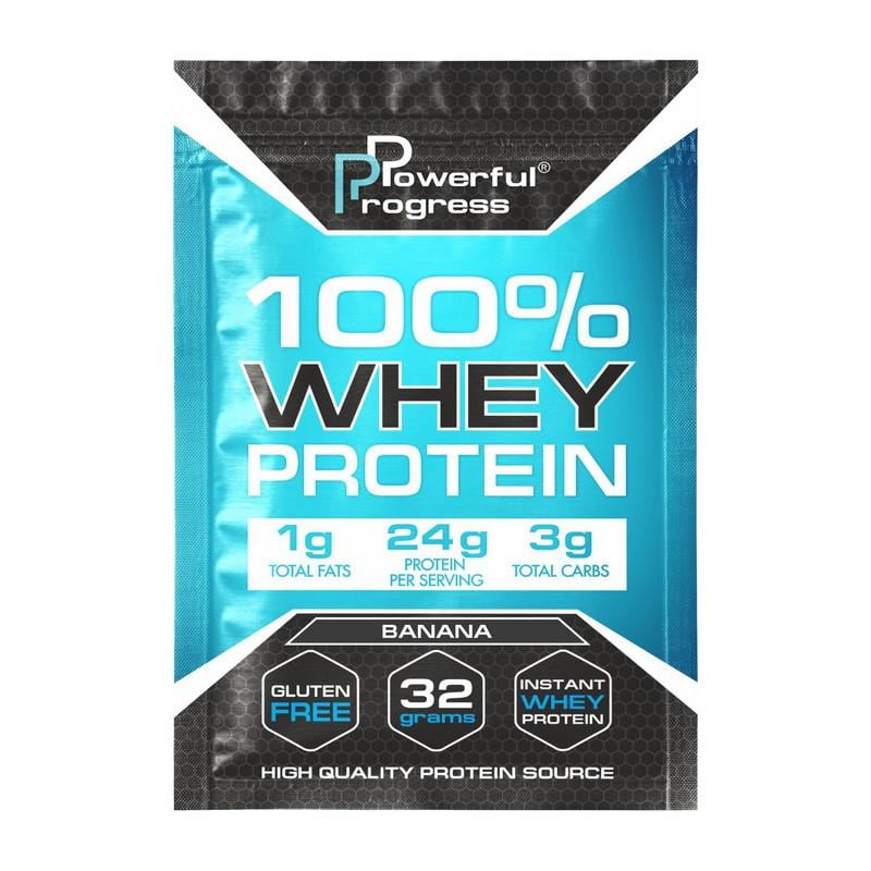 Концентрат сывороточный Powerful Progress 100% Whey Protein клубника 32 г (19711-01)