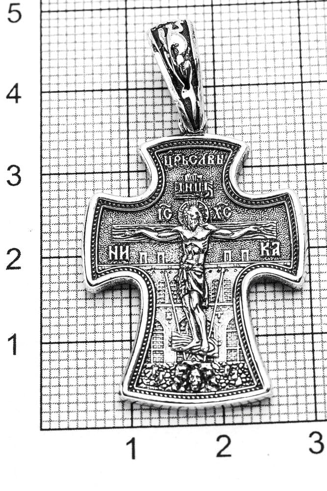 Православный Крест Серебряный Распятие Христово Святой Николай Чудотворец - фото 5