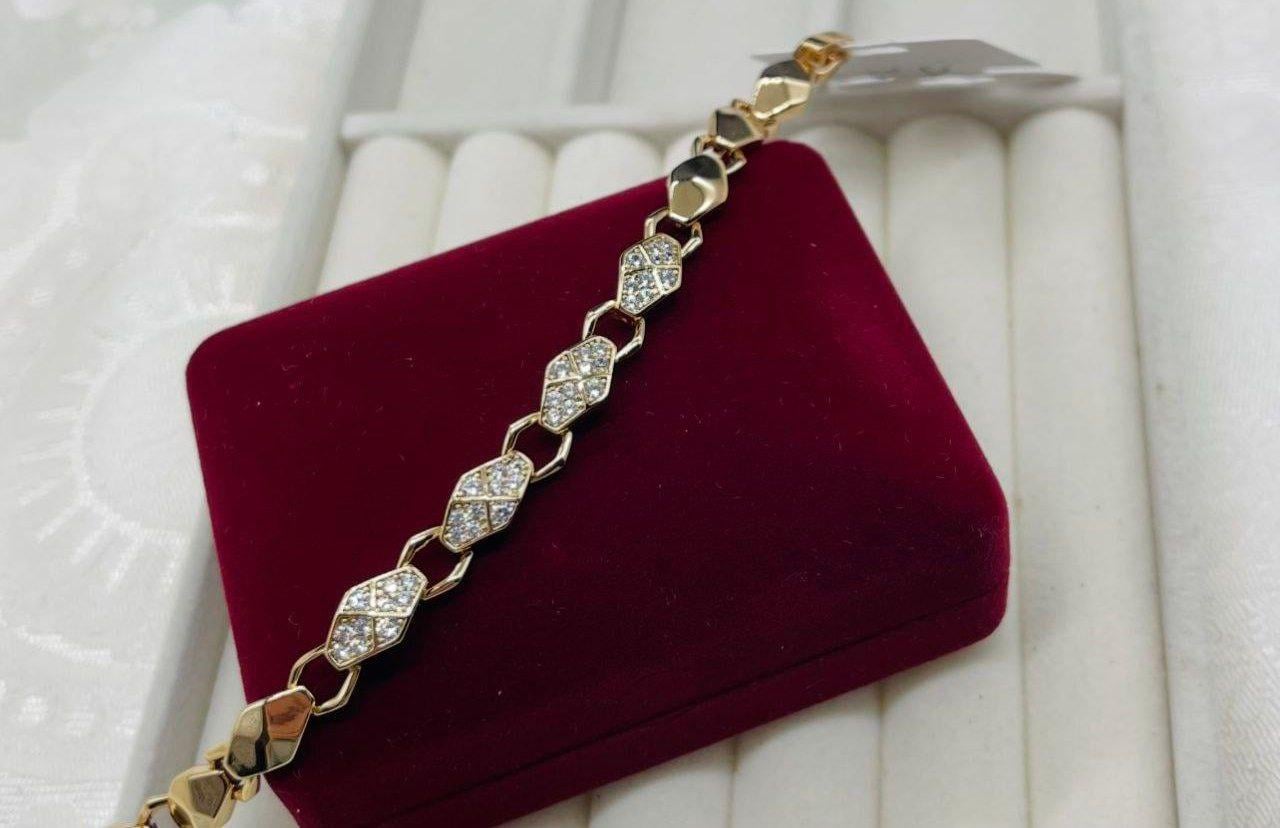 Браслет женский Xuping со стразами из медицинского золота 16,5+2 см (2931572487)