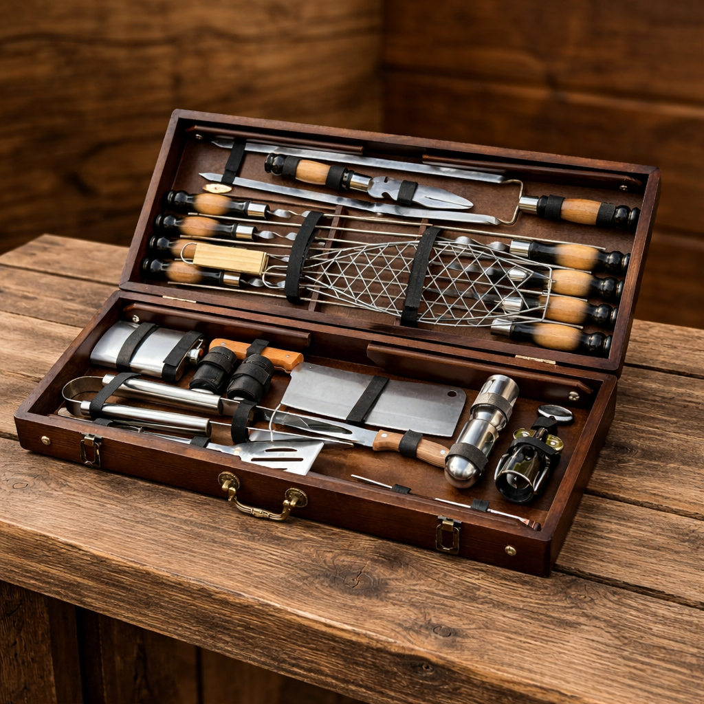 Подарочный набор шампуров Jooki Мастер ГрильКейс-столик темный (10257)