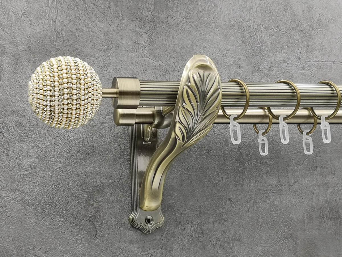 Карниз Quadrum Карера рифленая штанга двойной ретро 25/19 мм 400 см Антик (262050106)