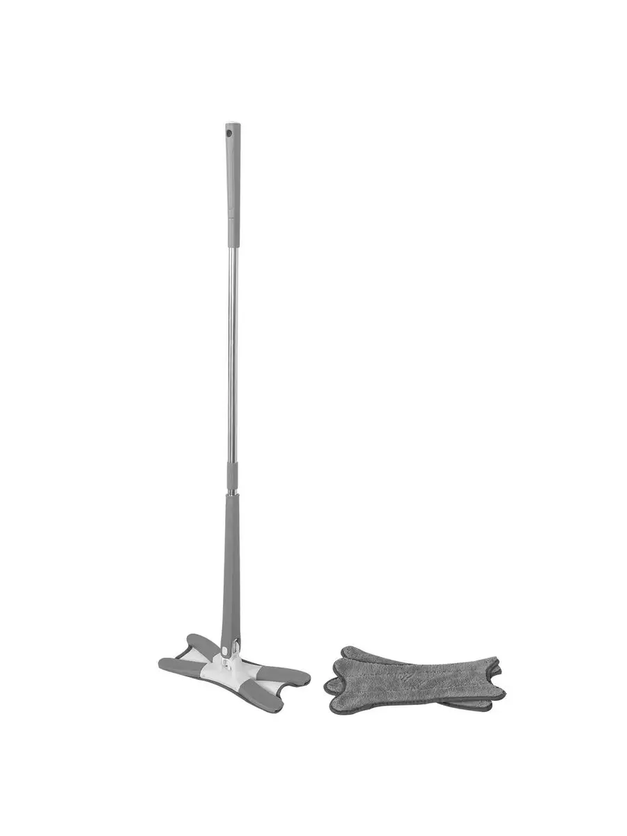 Швабра с отжимом 360 градусов с 3 насадками из микрофибры OnePro Серый (73730)