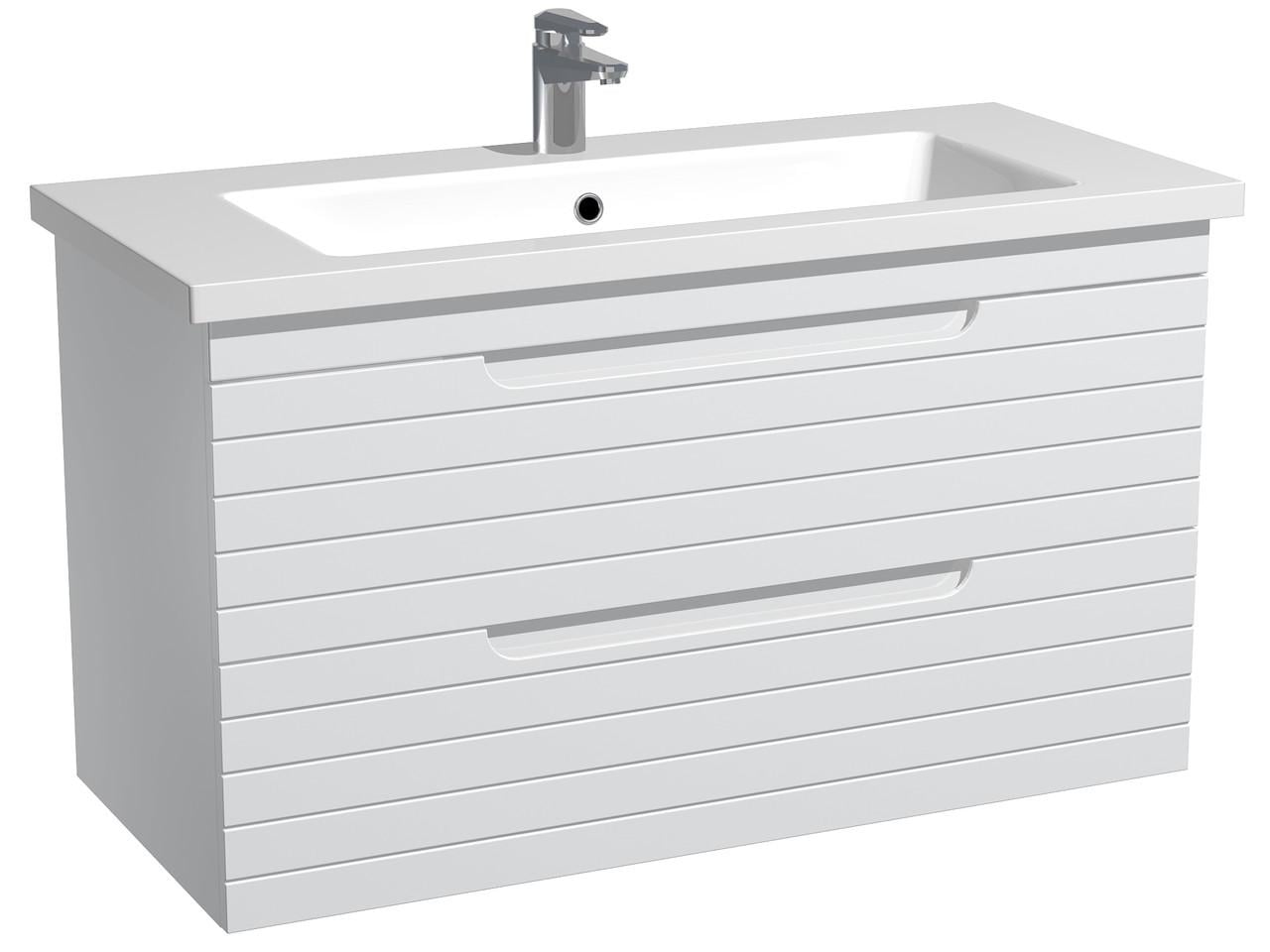 Тумба навесная для ванной комнаты Milleau PARALLEL 100 с умывальником Космо 100см