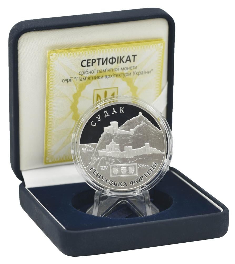 Коллекционная монета Украина 10 гривен 2003 Серебро Proof Генуэзская Крепость в г. Судак