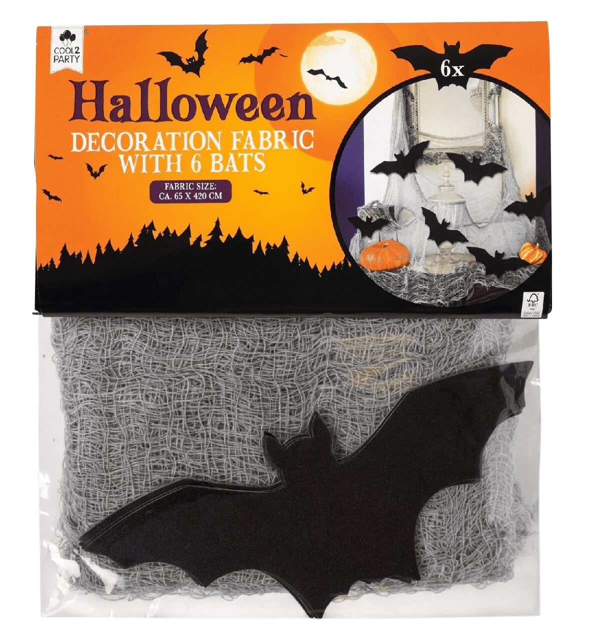 Декоративна тканина Cool2Party Halloween Decoration Fabric з кажанами (3187331333)
