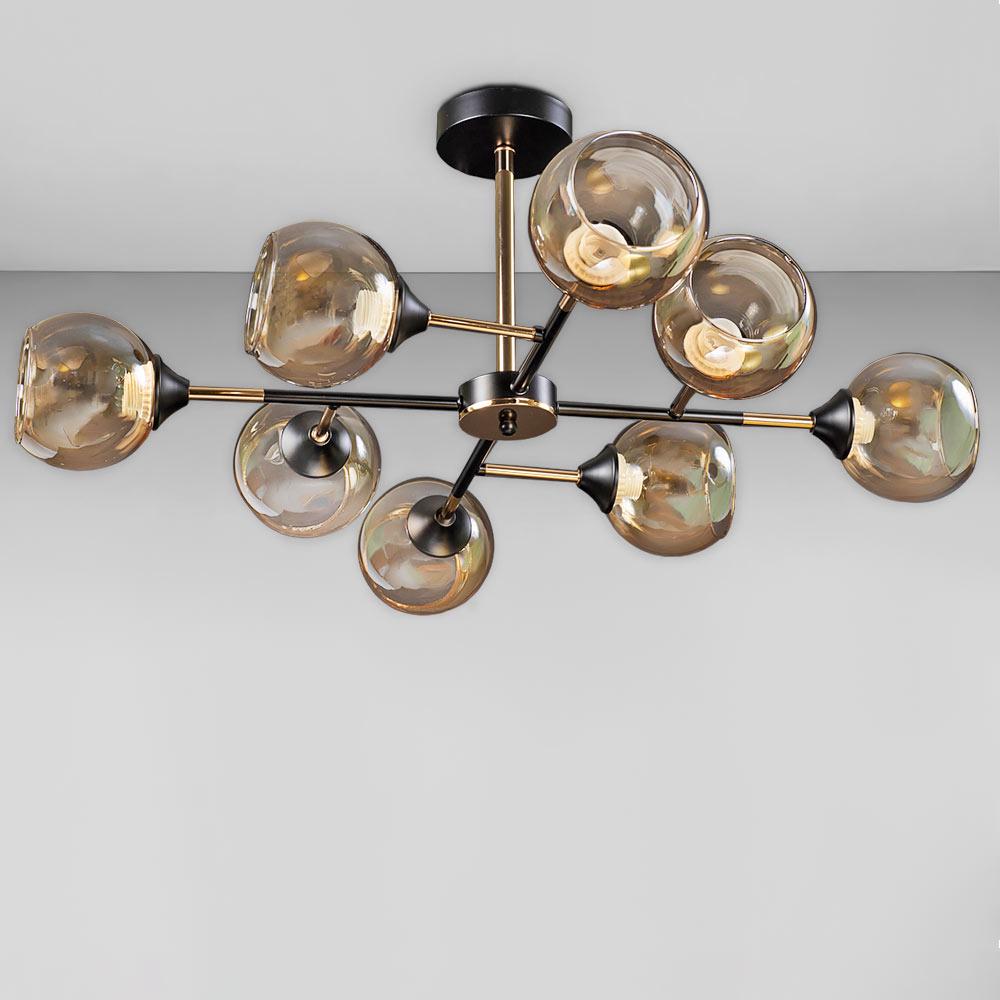 Люстра стельова молекула Light House ZX-18607-8 FGD+BK 780х780х290 мм Бронзовий/Чорний