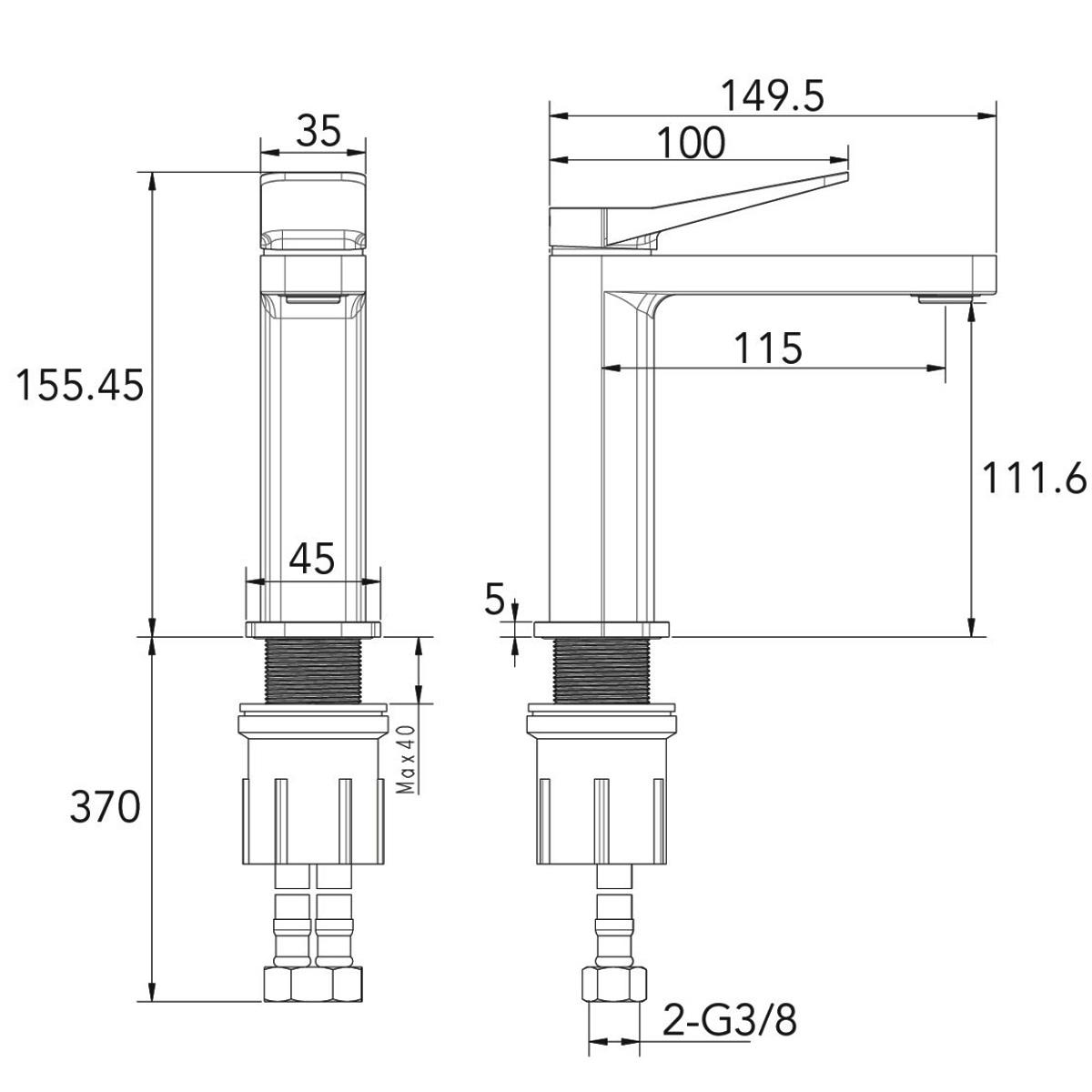 Змішувач для умивальника Devit HB-GR5008BN одноважільний Сатин (213070) - фото 2
