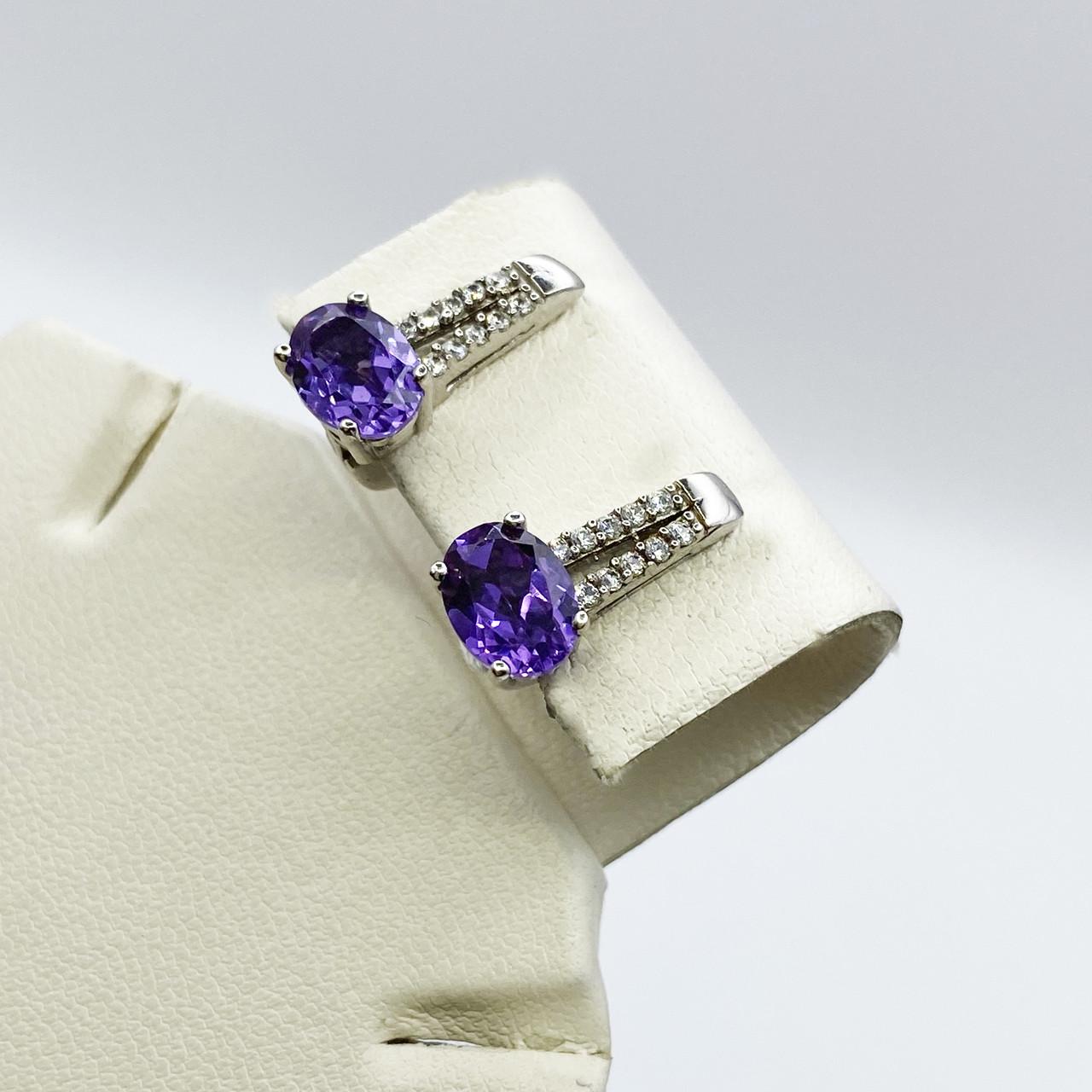 Серьги серебряные с александритом 4 г (1960022001)