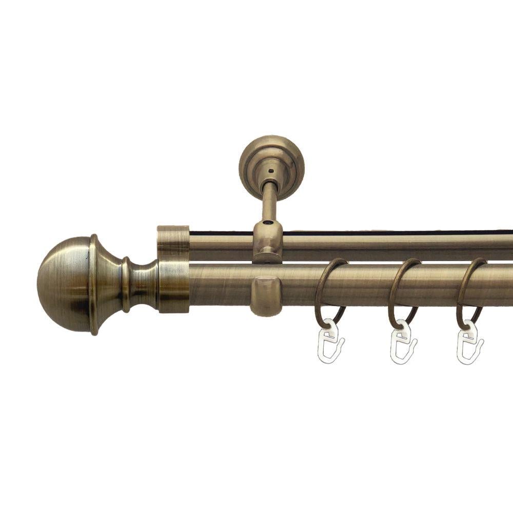 Карниз металевий Orvit Бостон дворядний опозитний/гладка профільна труба/кільце металеве Антик 25/19 мм 240 см (00-00017555)