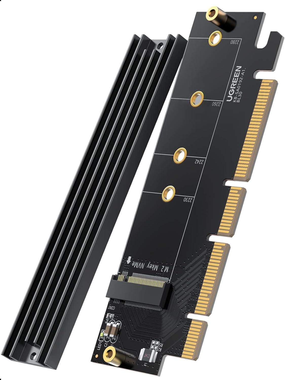 Карта расширения для ПК UGREEN CM465 с радиатором PCIe NVMe M.2 64 Гбит/с для твердотельного накопителя M.2 Black (30715)