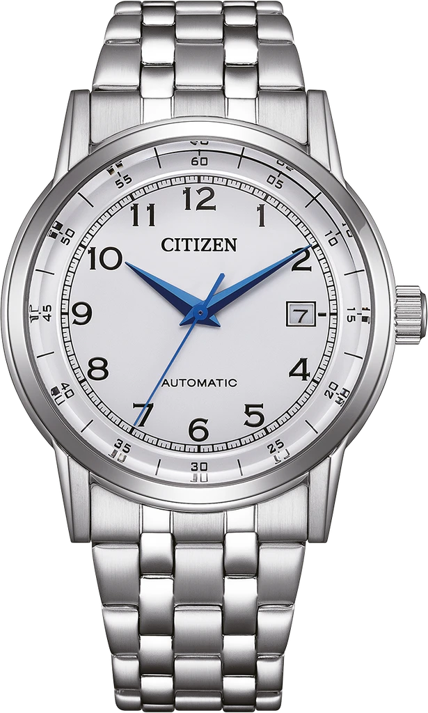 Наручные часы мужские Citizen NJ0210-56A механические со стальным корпусом и белым циферблатом